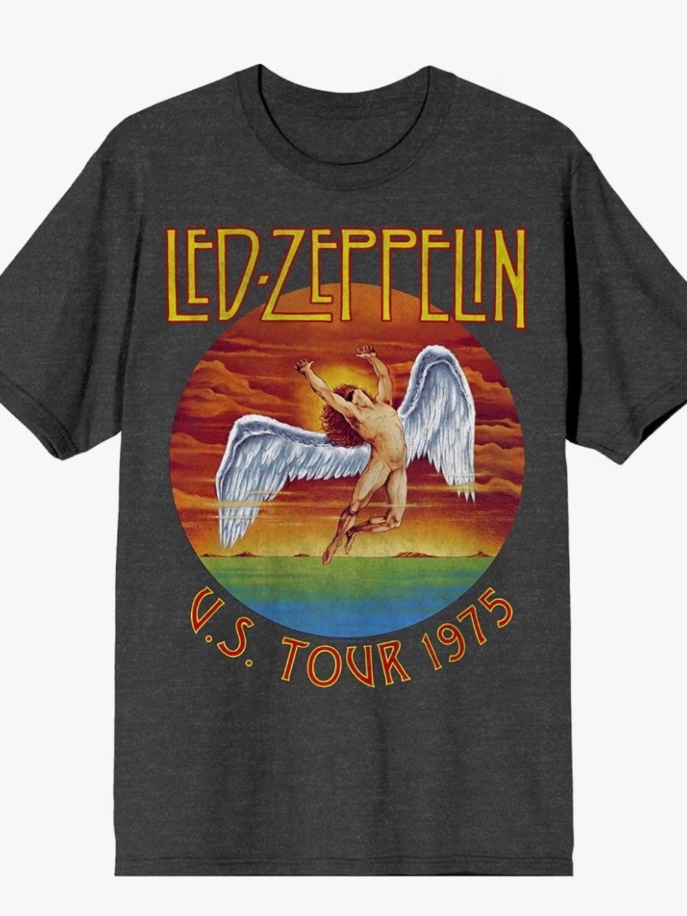 Led Zeppelin Men’s U.S. Tour 1975 Charcoal Graphic Tee